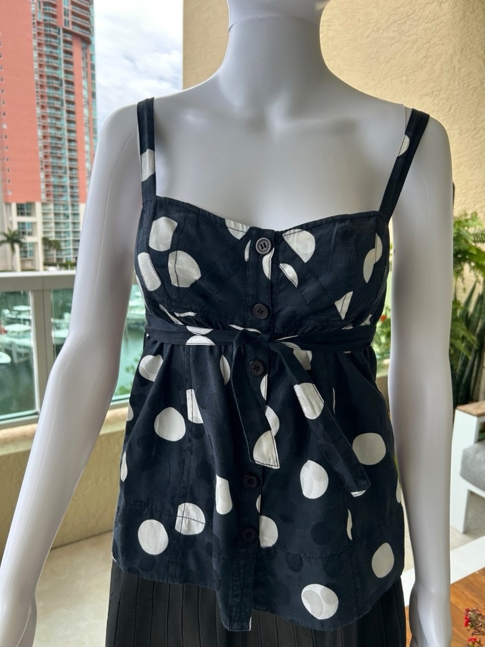 Marc by Marc Jacobs Polka Dot Navy and White Women's Top Fits like Size S